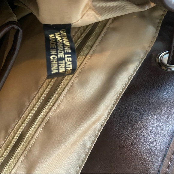 NWOT AURIELLE By CarryLand Leather Tan & Brown Backpack - Picture 6 of 7